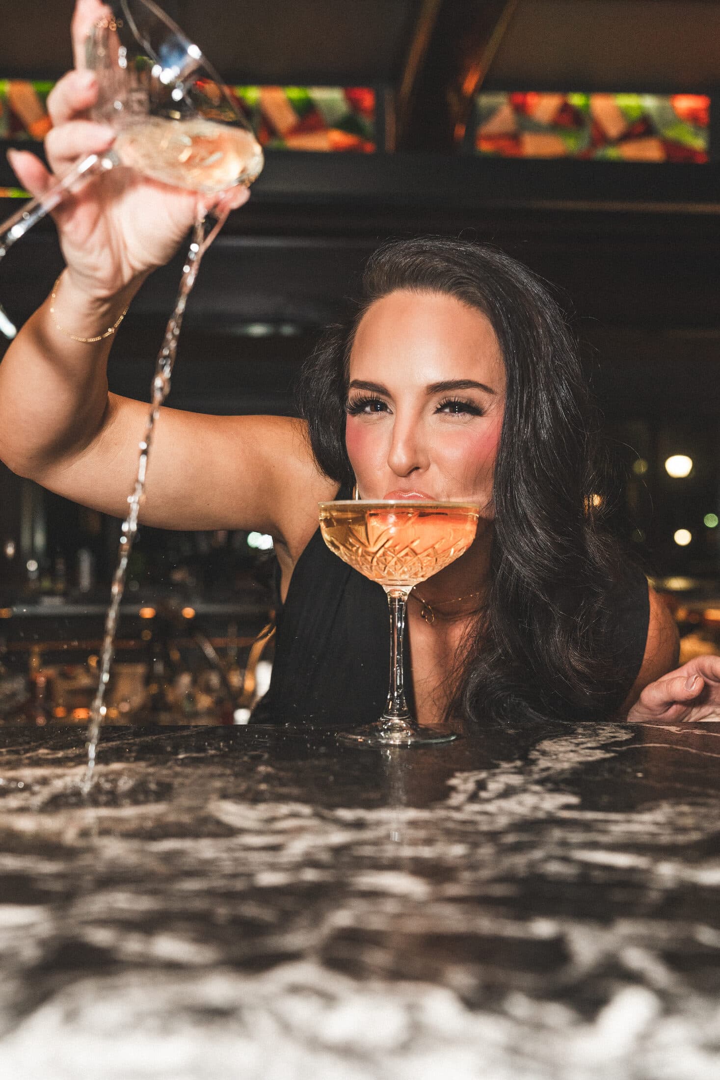 Champagne raised high at the Parlor Bar