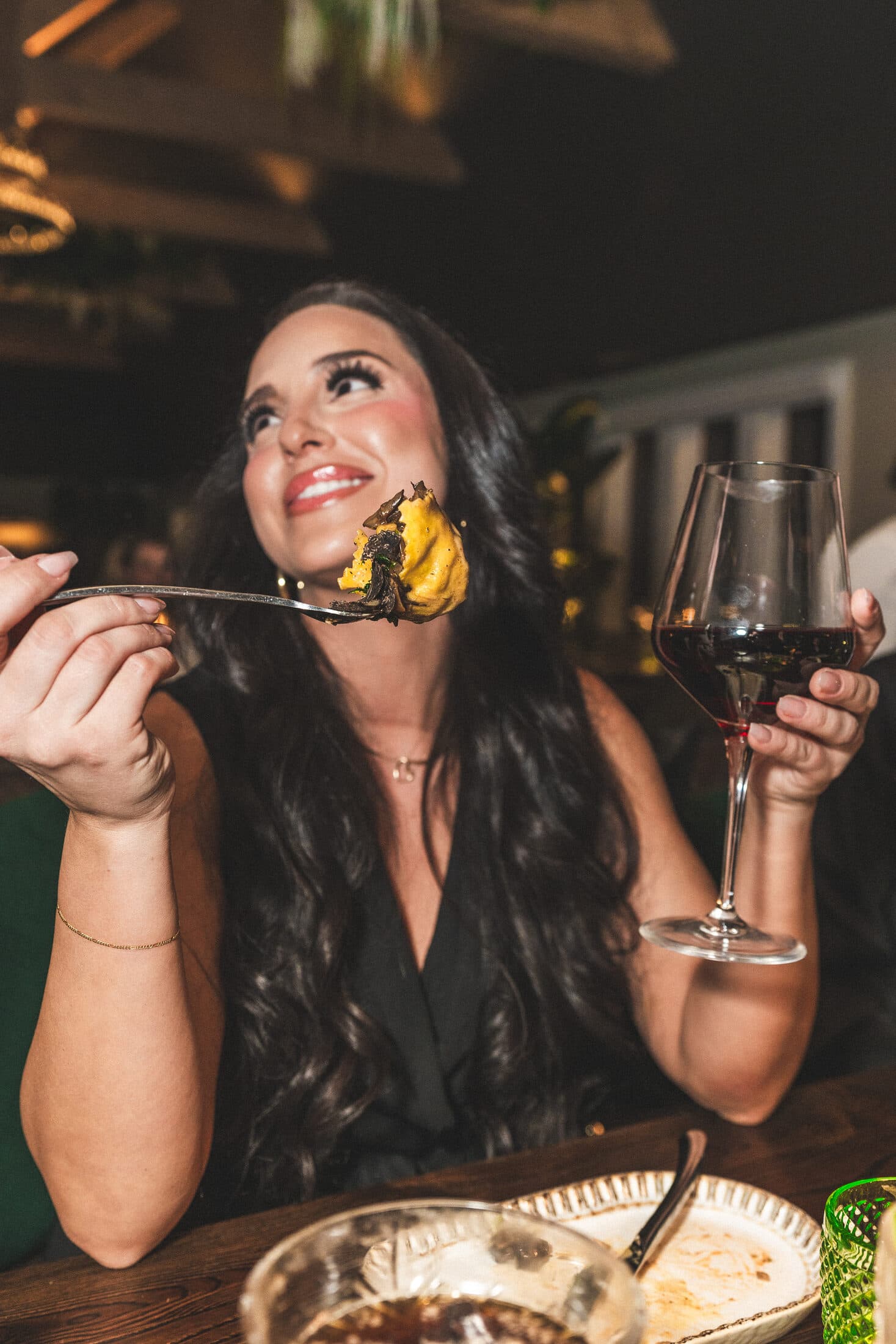 A guest dining at Ember & Eagle