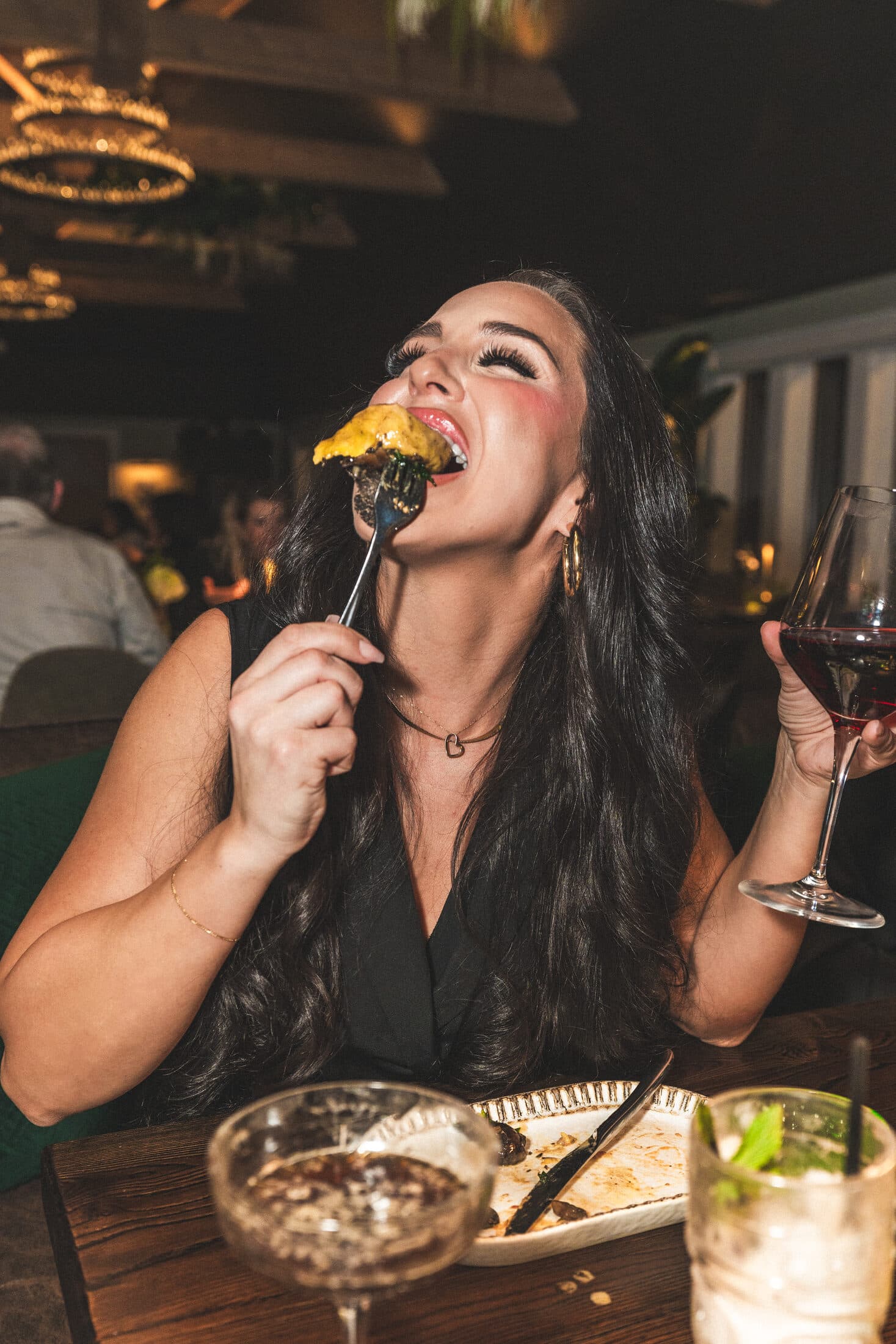 A guest over dinner and wine