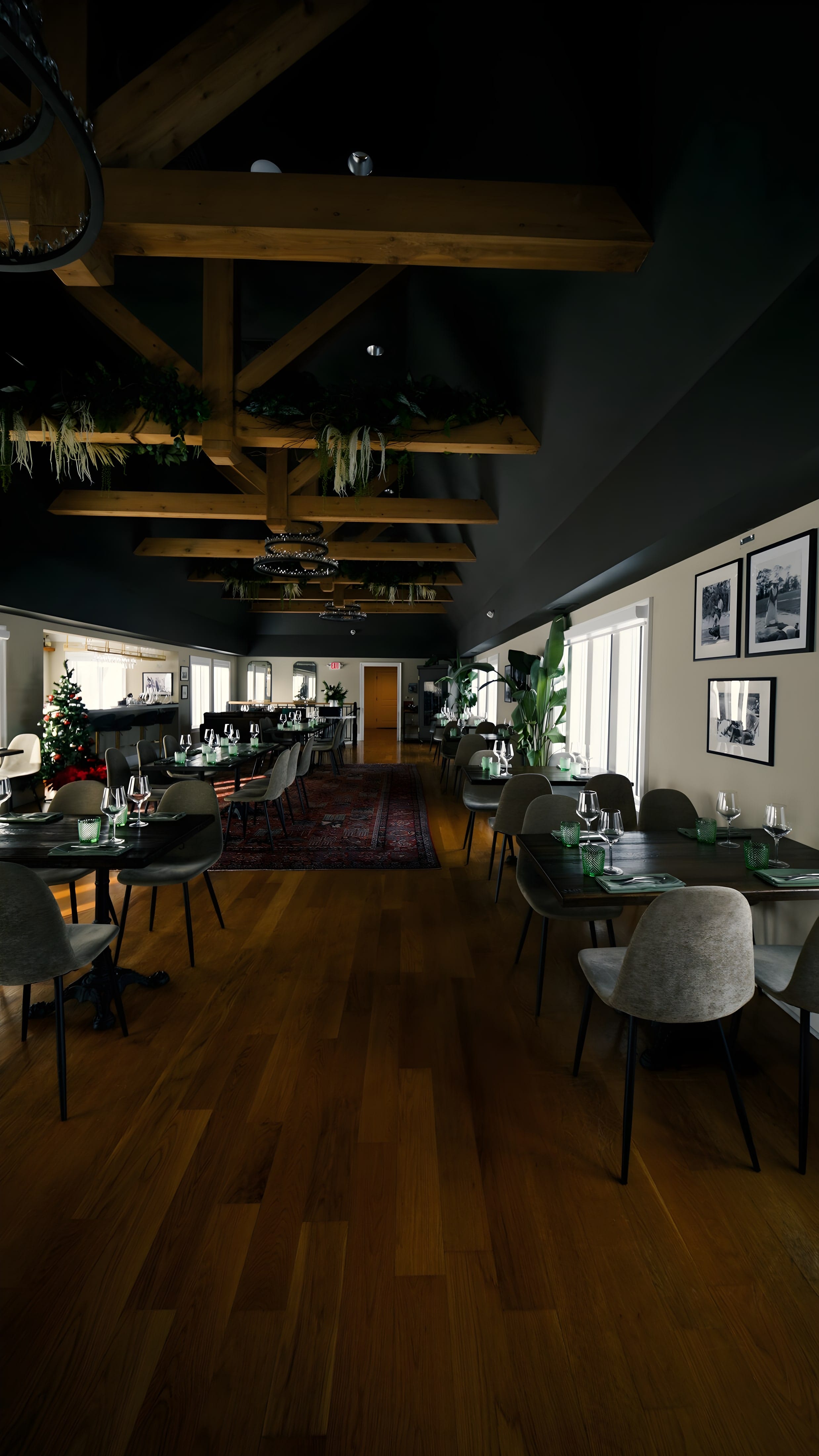 The beamed upstairs private room inside the historic TillingHouse