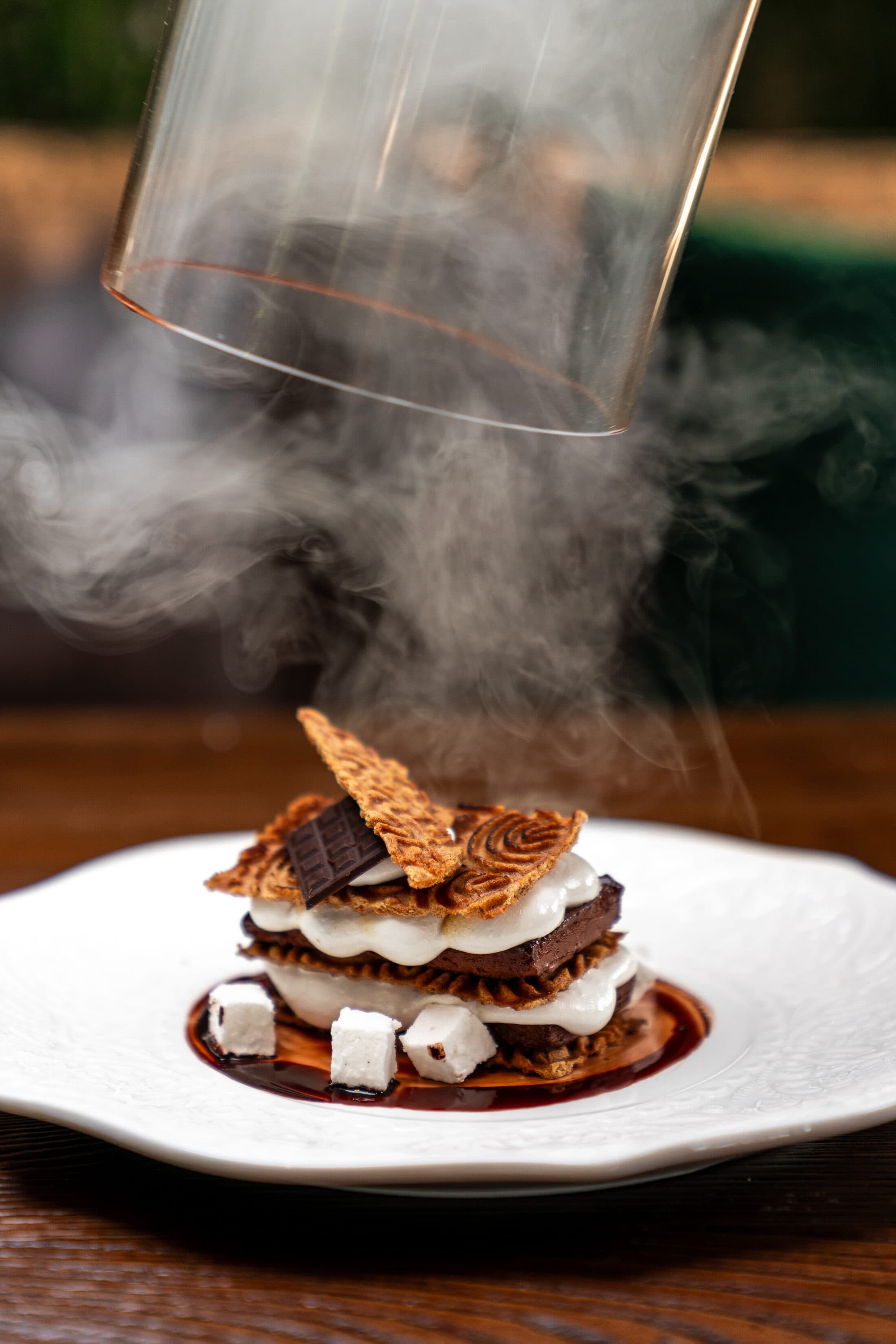 Smoked chocolate and marshmallow dessert at Ember & Eagle